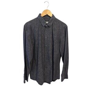 Versace men’s black print button down long sleeve shirt size 42